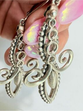 LAGOS Sterling Silver Ornate Scroll Drop Earrings